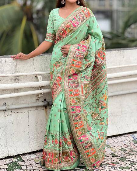 Akshara soft rajwadi pashmina silk  wholesale saree blouse india