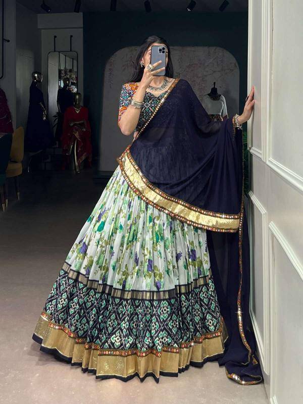 lnb 01 tusser silk Sky Blue Indian Lehenga choli market