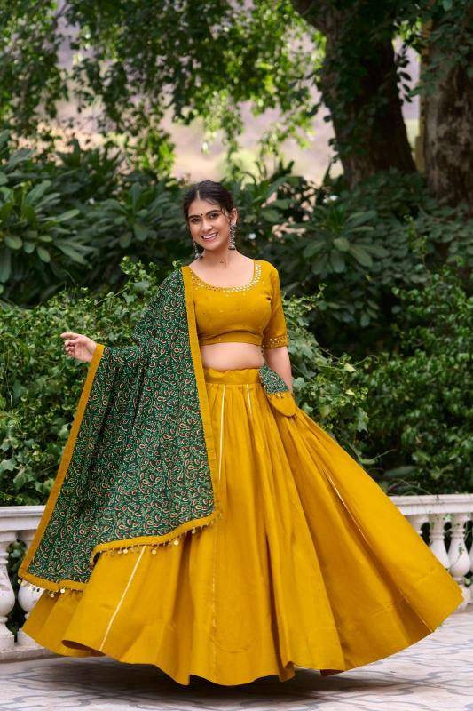 lnb 1697 pure cotton Yellow Wholesale designer lehenga choli