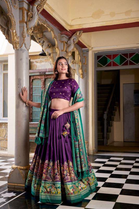 lnb 1245 tusser silk Purple Lehenga choli suppliers in India