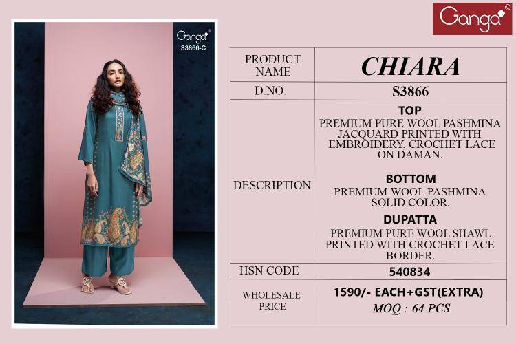 Ganga chiara 3866 wholesale dress material market in gujarat