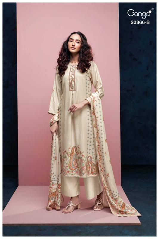 Ganga chiara 3866 wholesale dress material market in gujarat