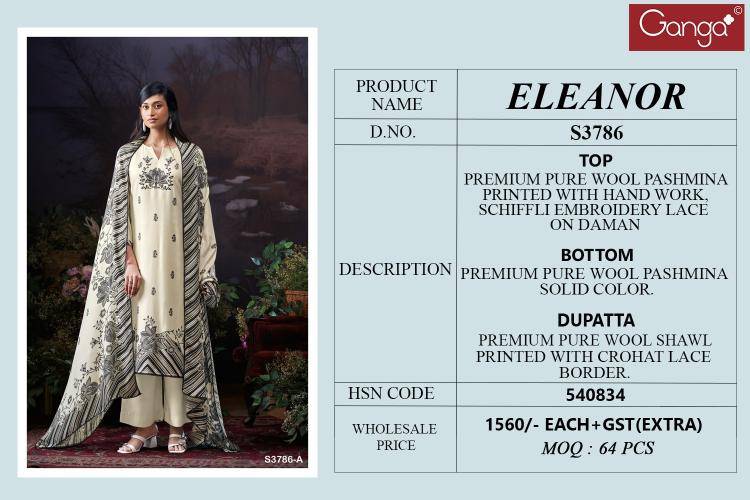 Ganga eleanor 3786 Wholesale dress material supplier in Surat
