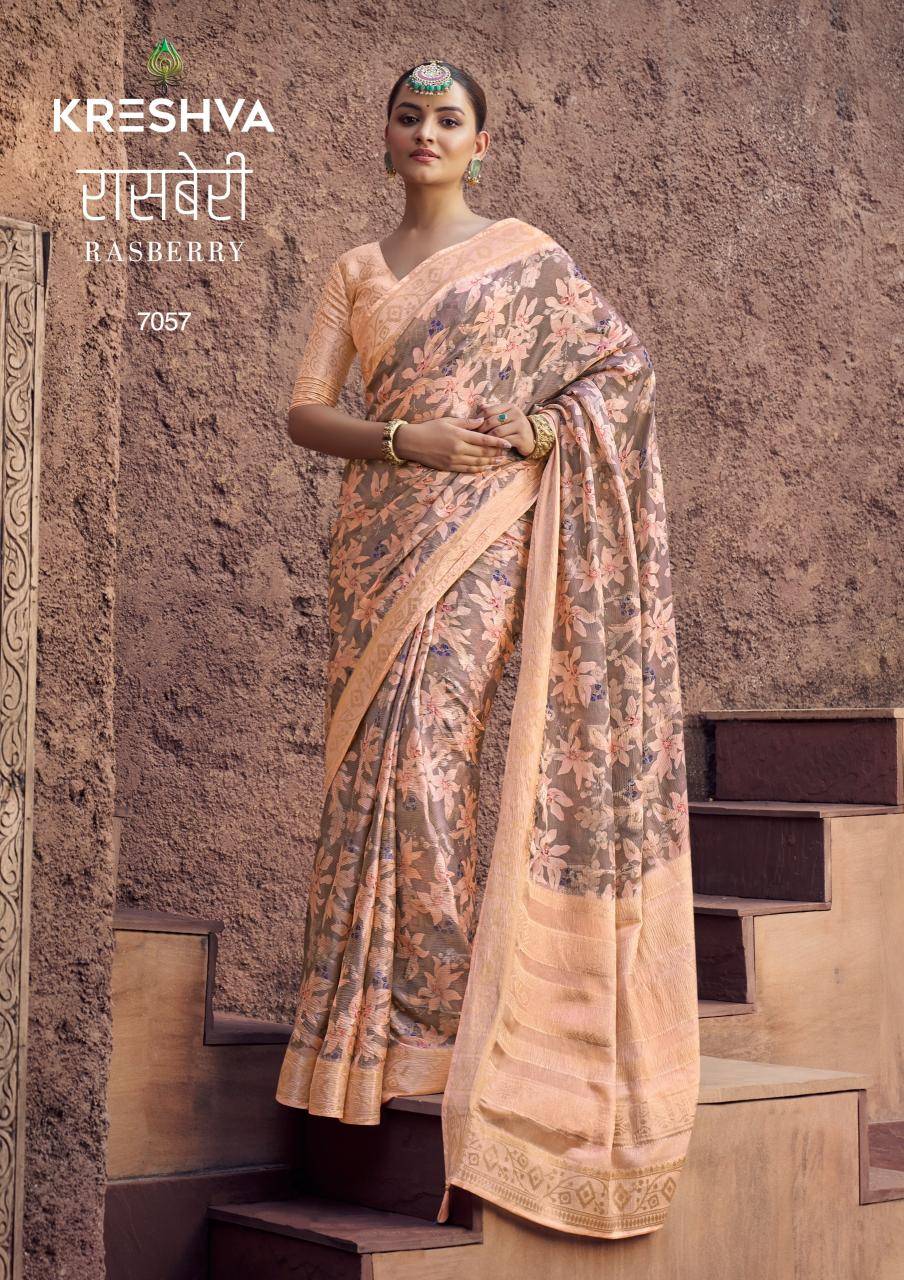Kreshva rasberry Saree wholesale shop in Ahmedabad