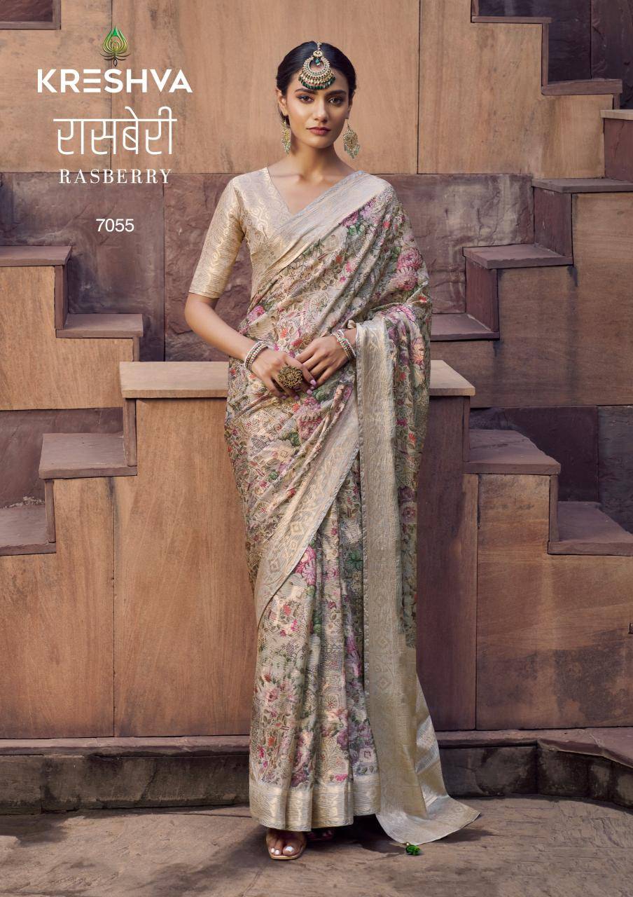 Kreshva rasberry Saree wholesale shop in Ahmedabad