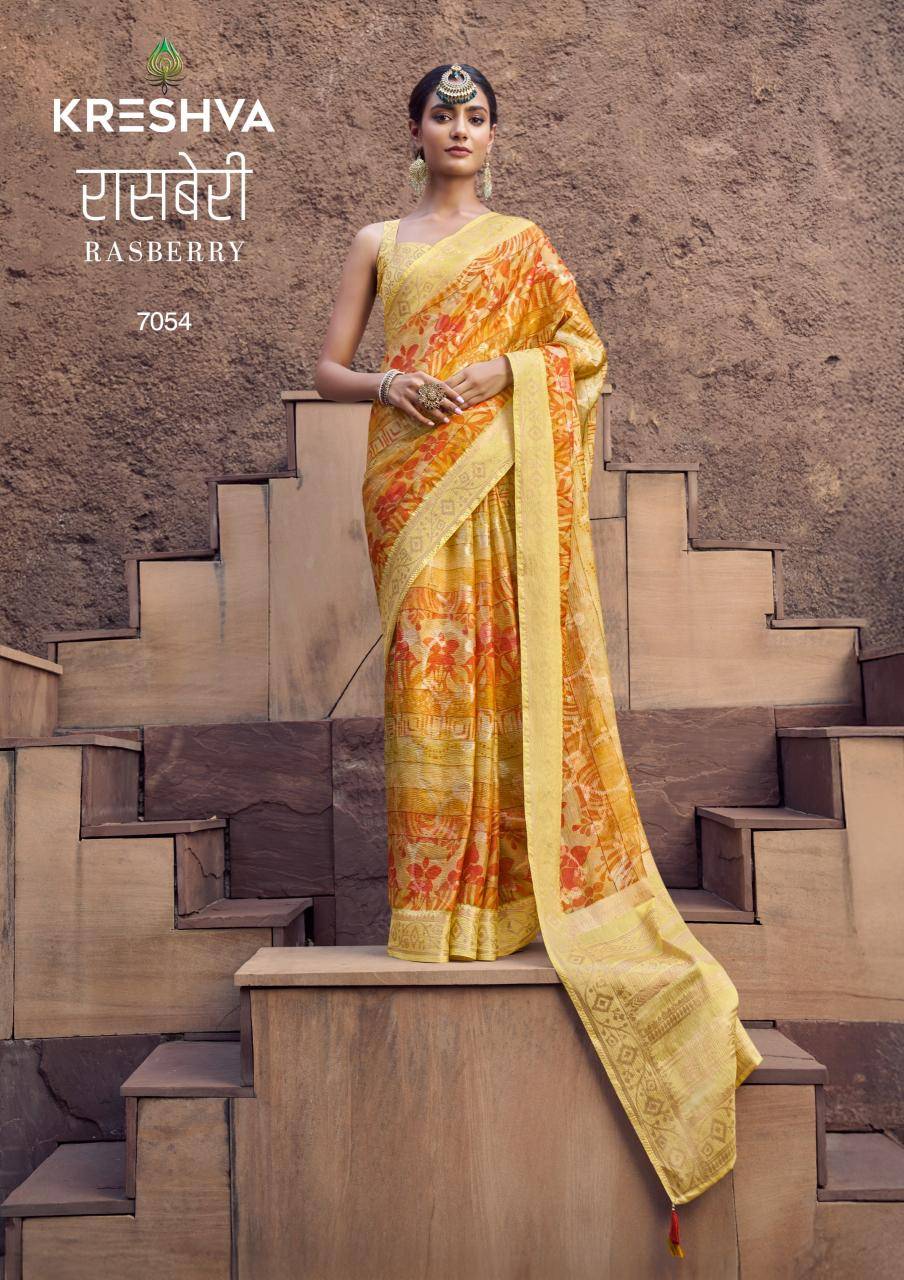 Kreshva rasberry Saree wholesale shop in Ahmedabad
