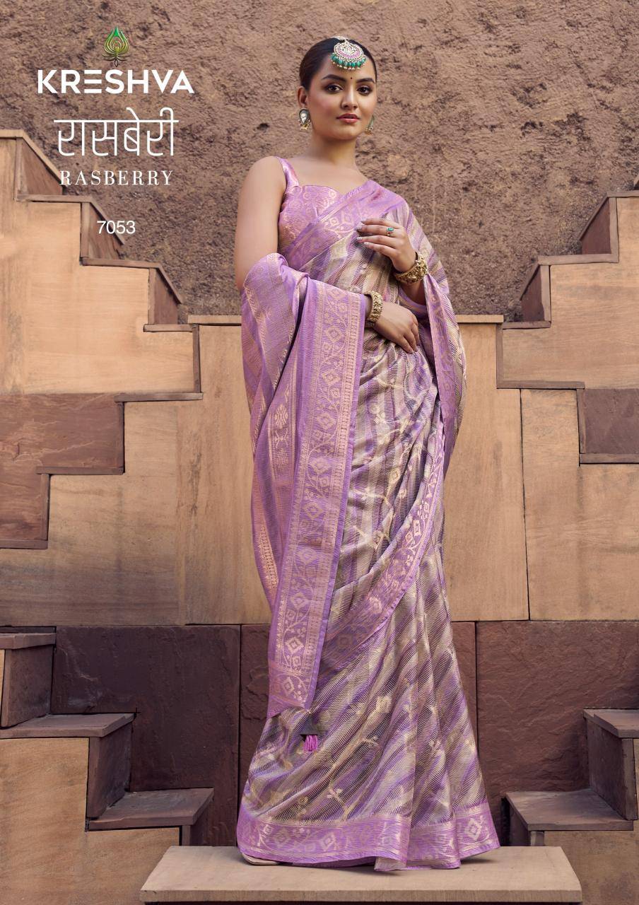 Kreshva rasberry Saree wholesale shop in Ahmedabad