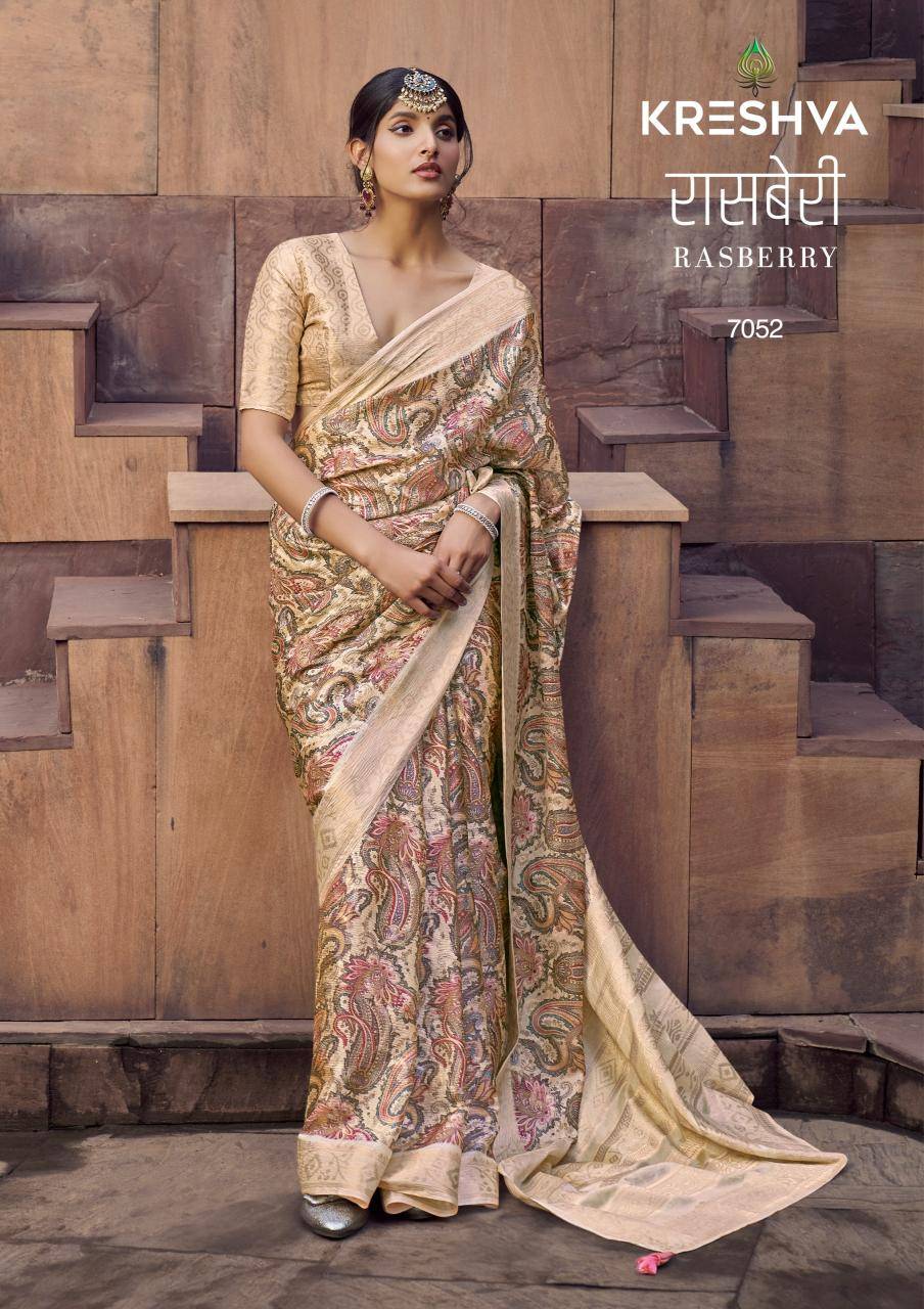 Kreshva rasberry Saree wholesale shop in Ahmedabad