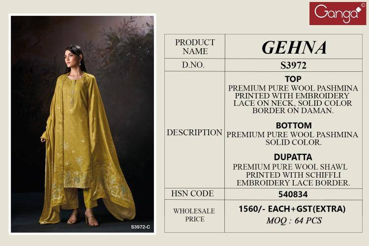 Ganga gehna 3972 Wholesale dress materials prices in Kolkata