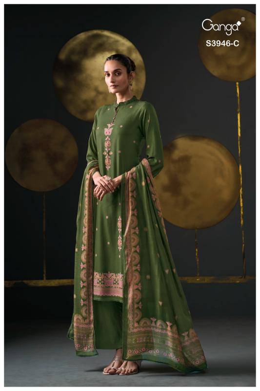 Ganga jerusha 3946 Fancy dress material wholesale in Ahmedabad