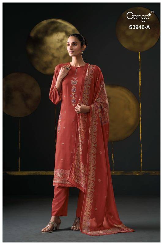 Ganga jerusha 3946 Fancy dress material wholesale in Ahmedabad