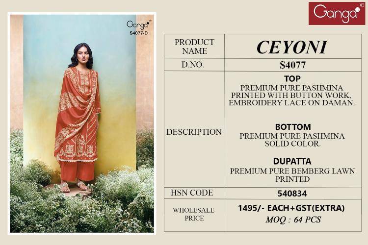 Ganga ceyoni 4077 Wholesale dress material suppliers in Gujarat