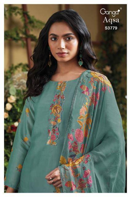 Ganga aqsa 3779 Designer dress material suppliers in Mumbai