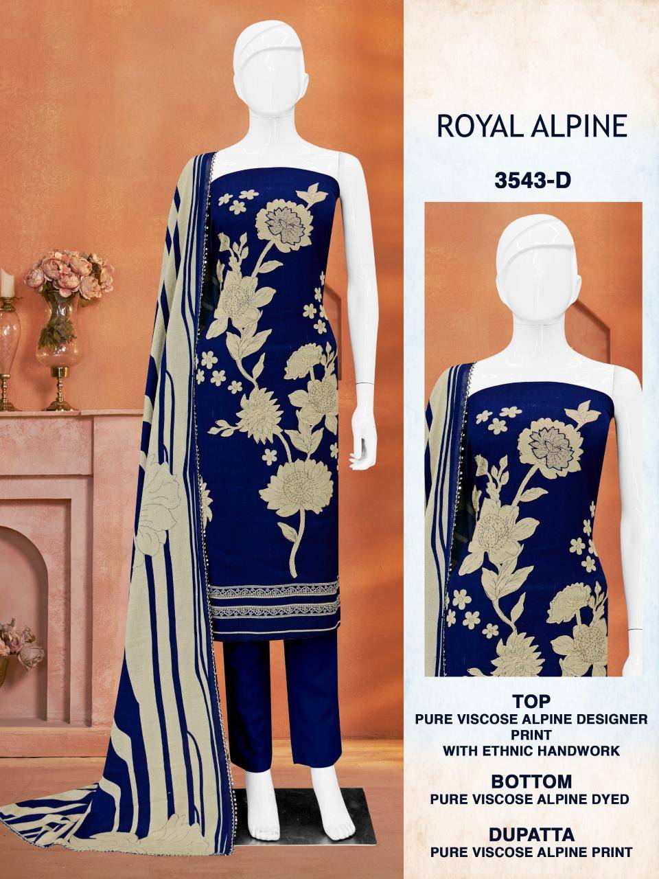 Bipson prints royal alpine 3543 unstitched Dress materials material wholesale in india