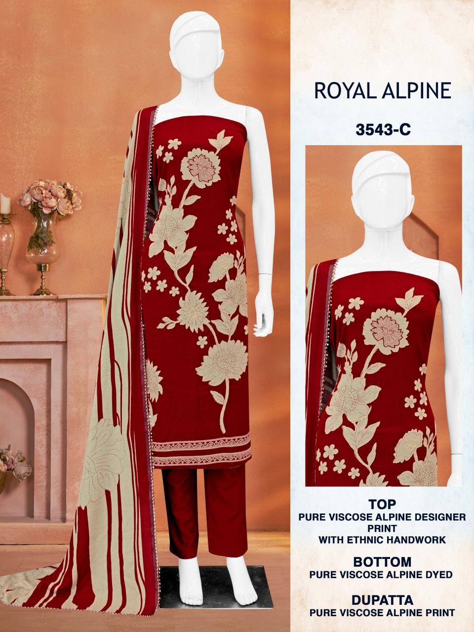 Bipson prints royal alpine 3543 unstitched Dress materials material wholesale in india