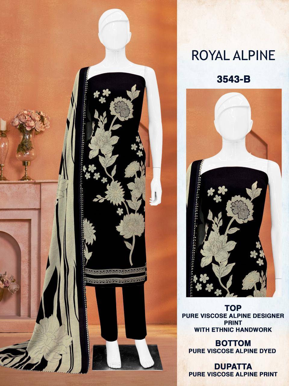 Bipson prints royal alpine 3543 unstitched Dress materials material wholesale in india