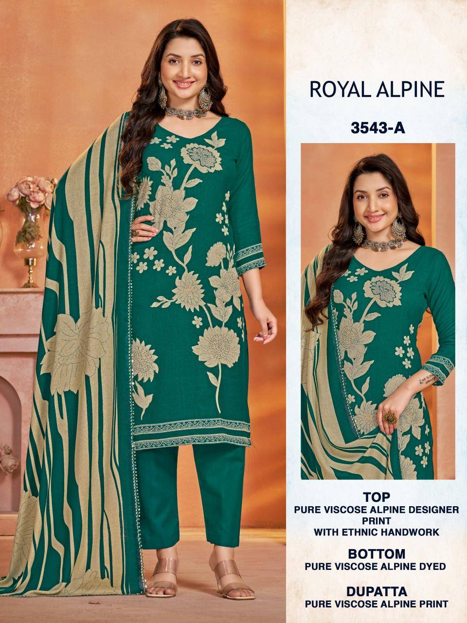 Bipson prints royal alpine 3543 unstitched Dress materials material wholesale in india