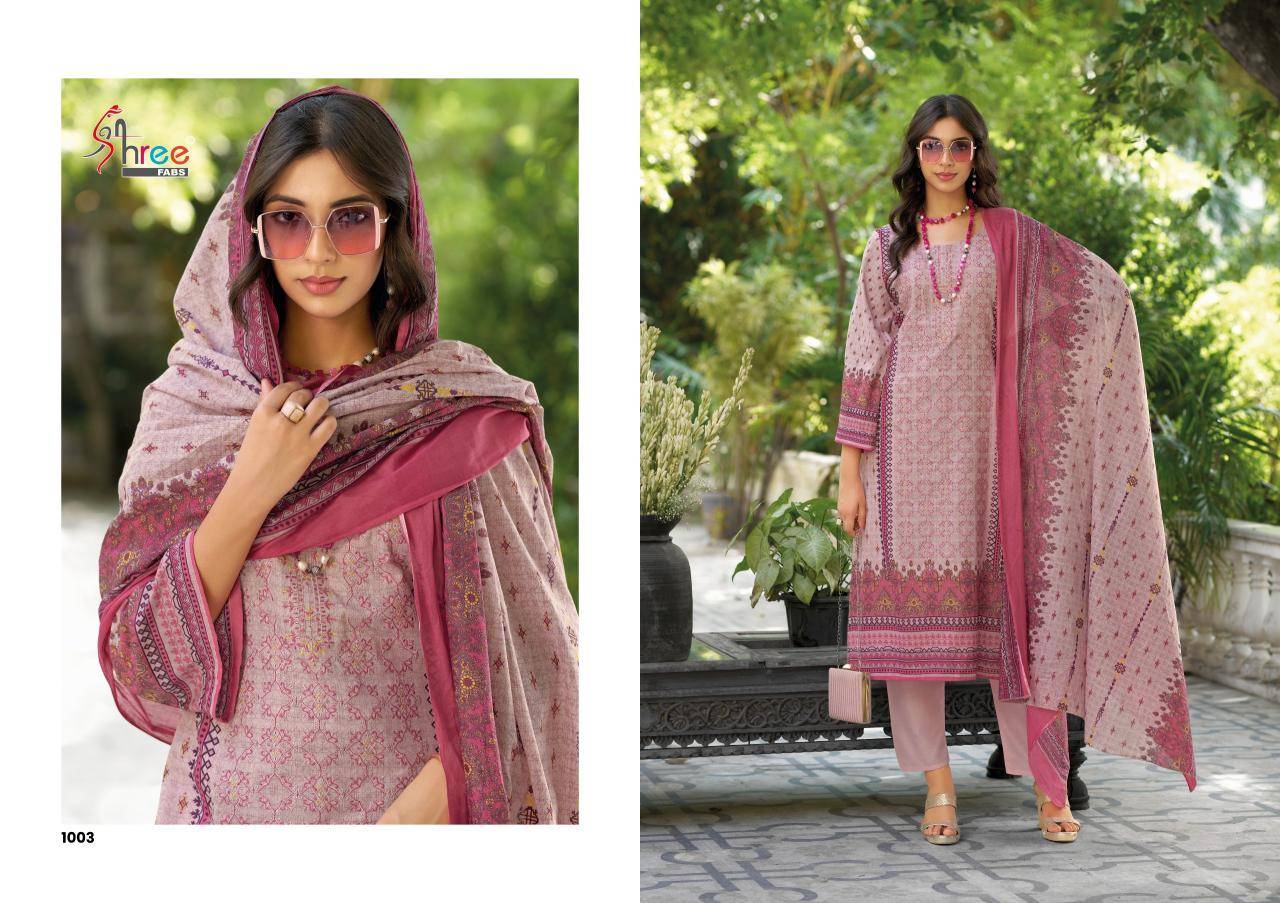 Shree fabs riwayat lawn emb collection 2025 Dress material wholesale market in Gujarat