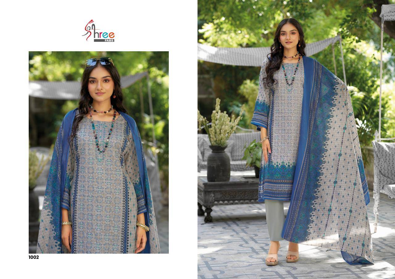 Shree fabs riwayat lawn emb collection 2025 Dress material wholesale market in Gujarat