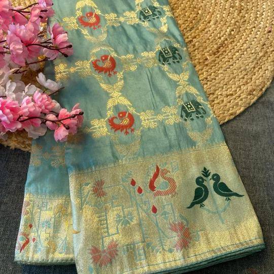 Akshara soft russian silk Ladies saree wholesale market in India