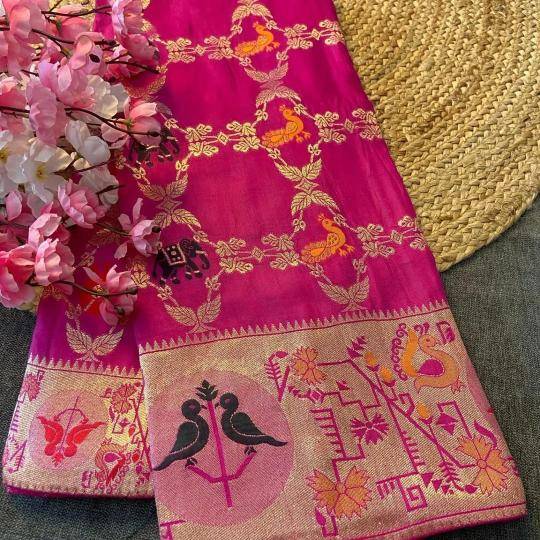 Akshara soft russian silk Ladies saree wholesale market in India