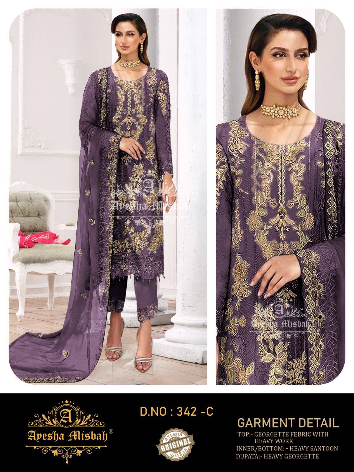Ayesha Misbah 342 A To F Wholesale salwar kameez suppliers