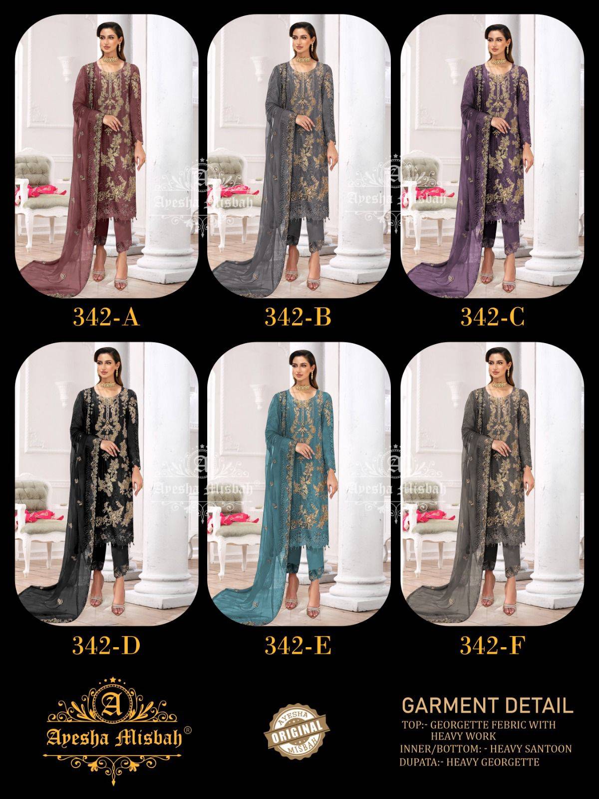 Ayesha Misbah 342 A To F Wholesale salwar kameez suppliers