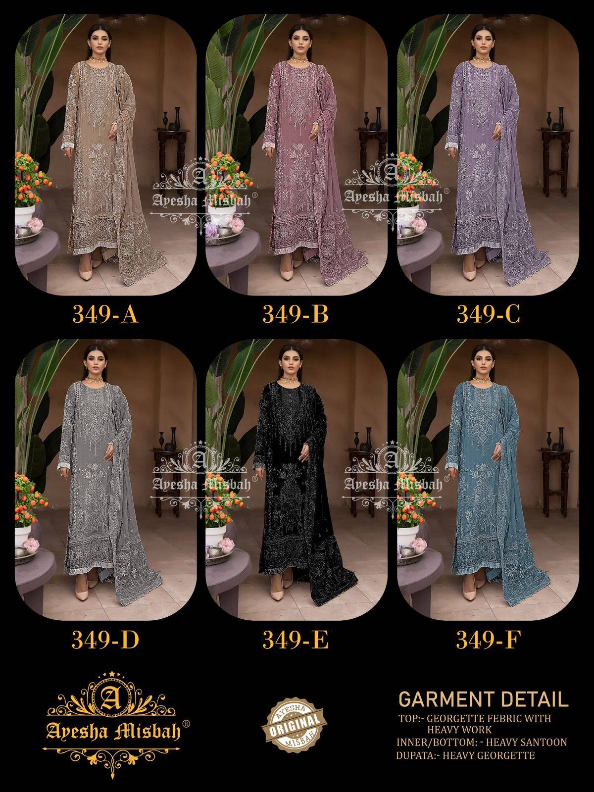 Ayesha Misbah 349 A To F Salwar kameez exporters