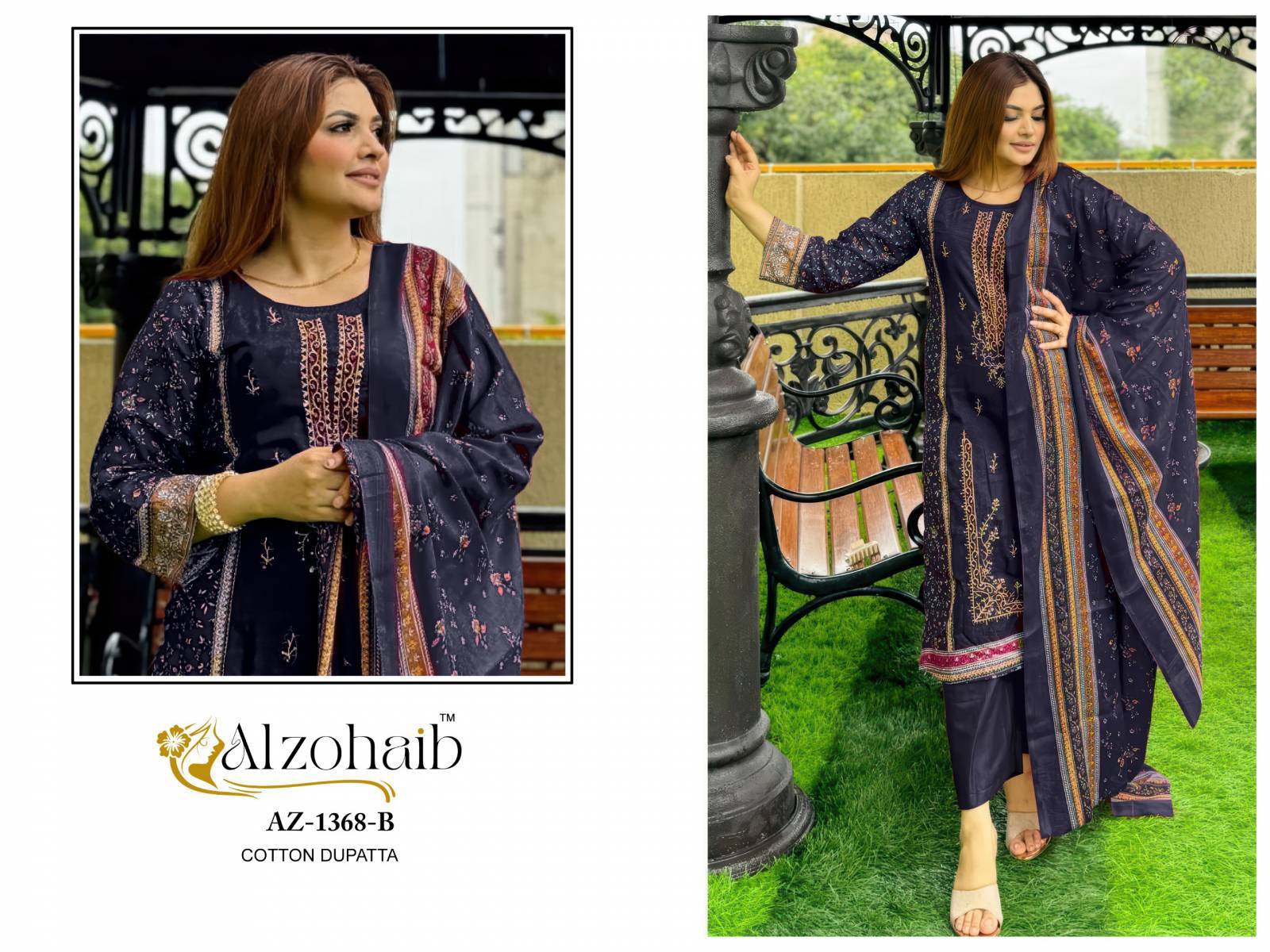 Alzohaib Az 1368 A And B Chiffon Dupatta Wholesale Salwar Kameez in Kolkata