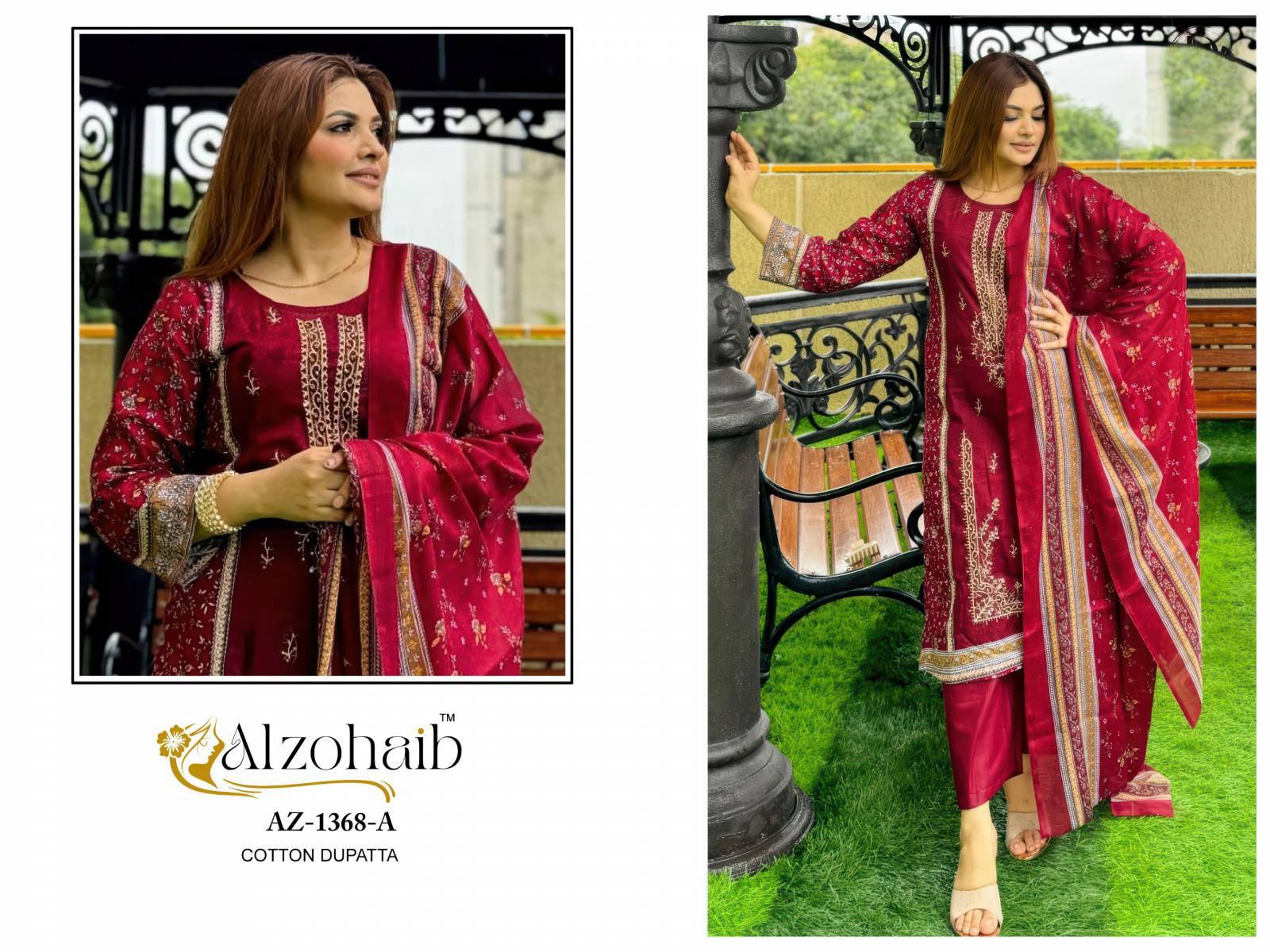 Alzohaib Az 1368 A And B Chiffon Dupatta Wholesale Salwar Kameez in Kolkata