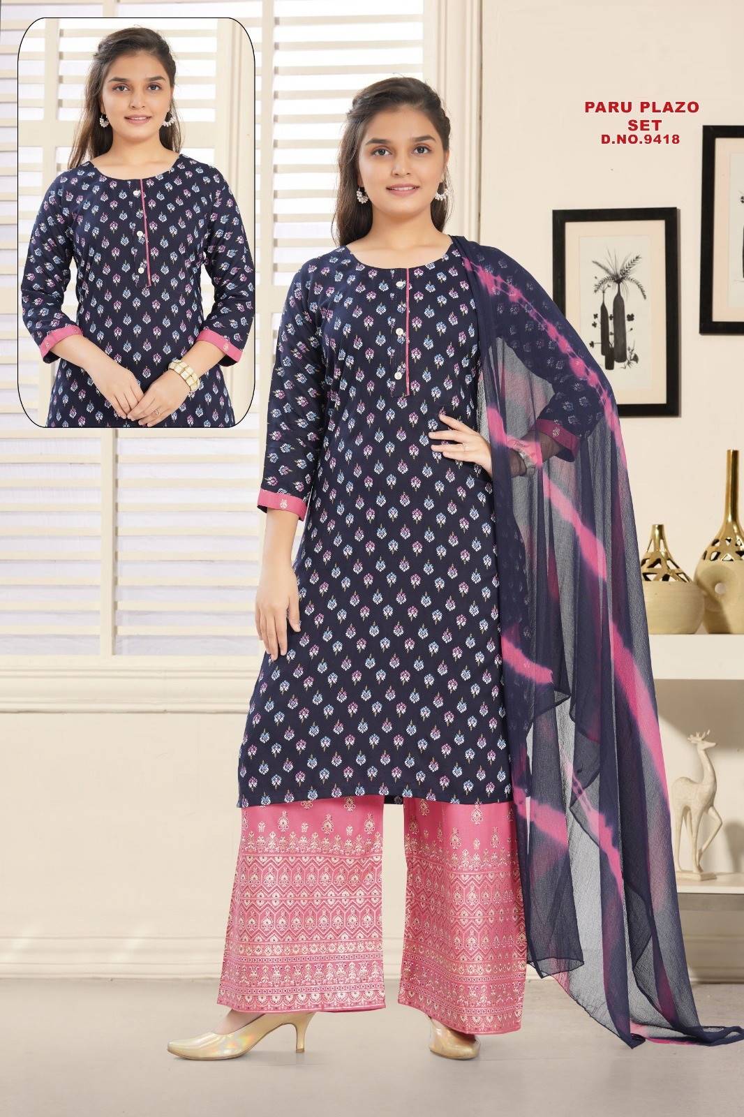 Paru Plazo Set 9418 Wholesale kurtis in Surat