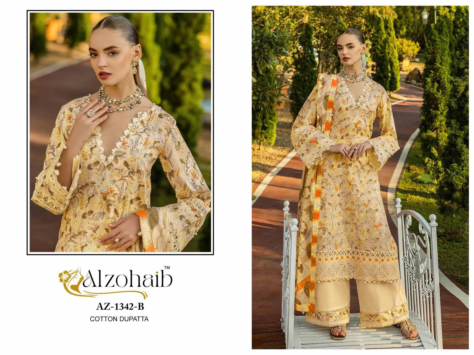 Alzohaib Az 1342 A And B Chiffon Dupatta Salwar Kameez manufacturers in Ahmedabad