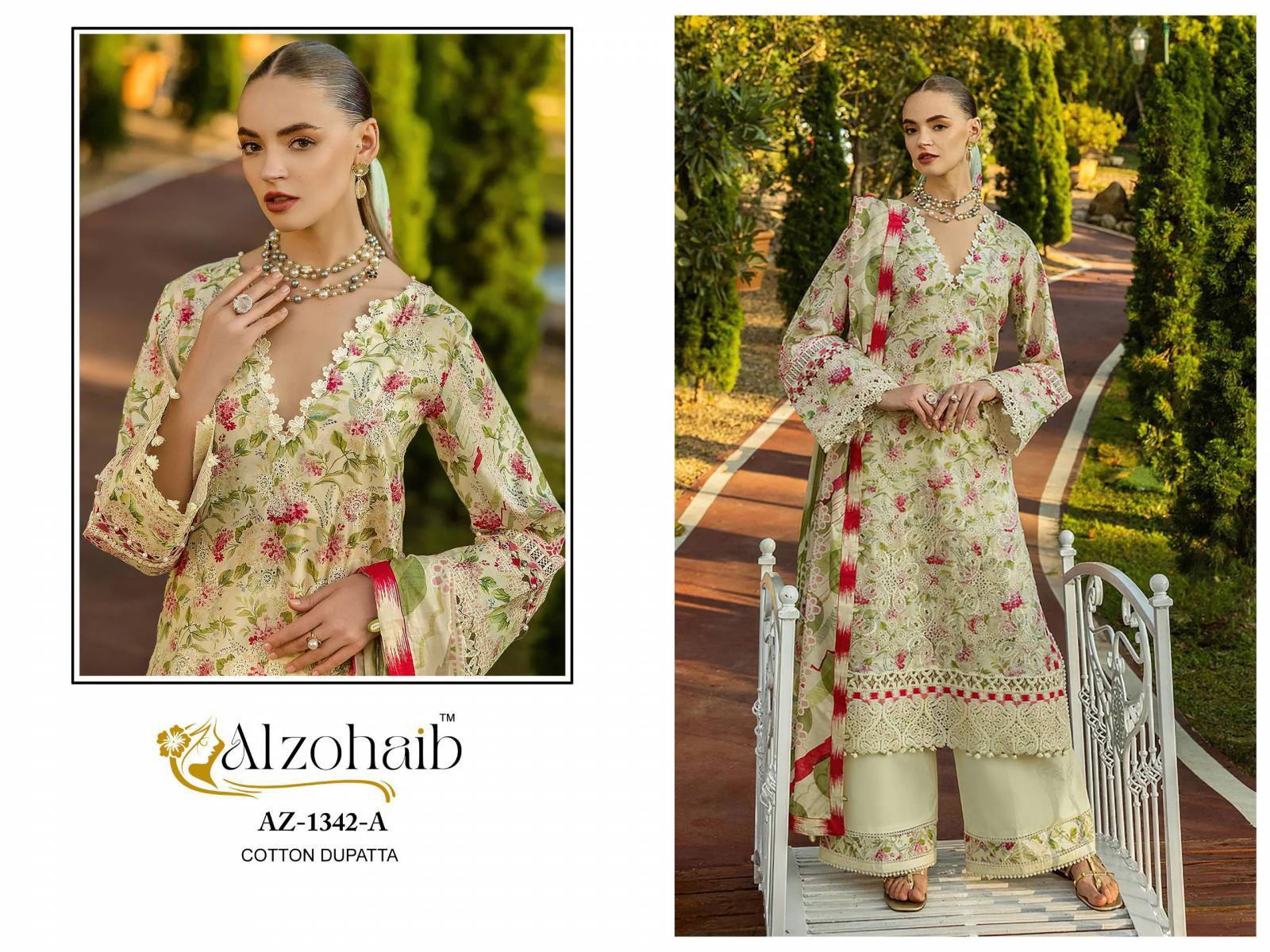 Alzohaib Az 1342 A And B Cotton Dupatta Salwar Kameez wholesale market prices