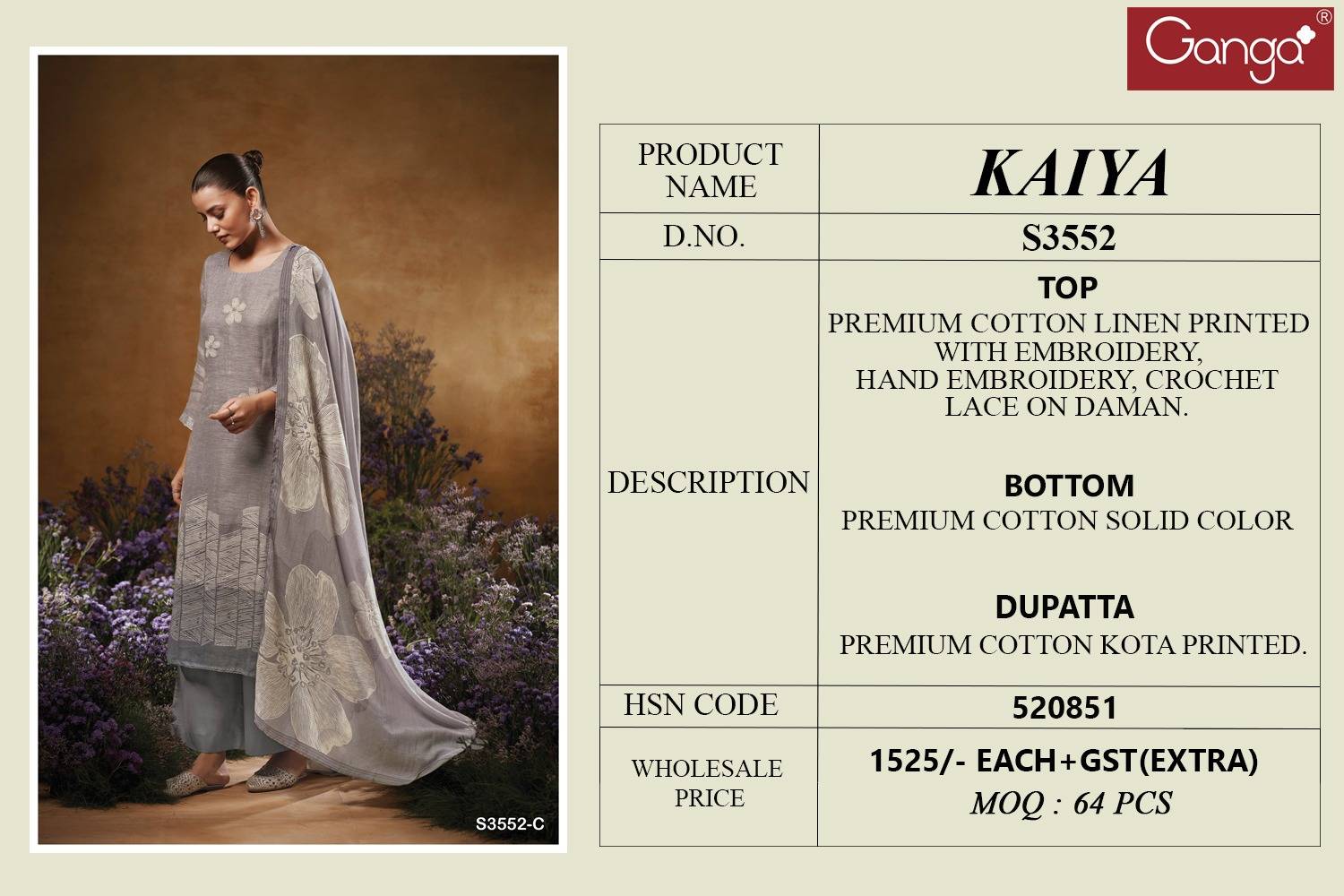 Ganga Kaiya S3552 B And C Wholesale salwar kameez