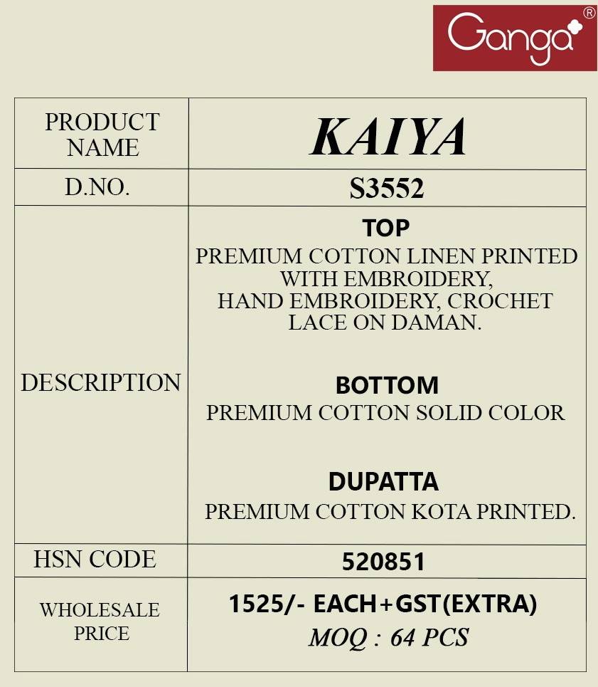 Ganga Kaiya S3552 A And D Dress materials in Surat
