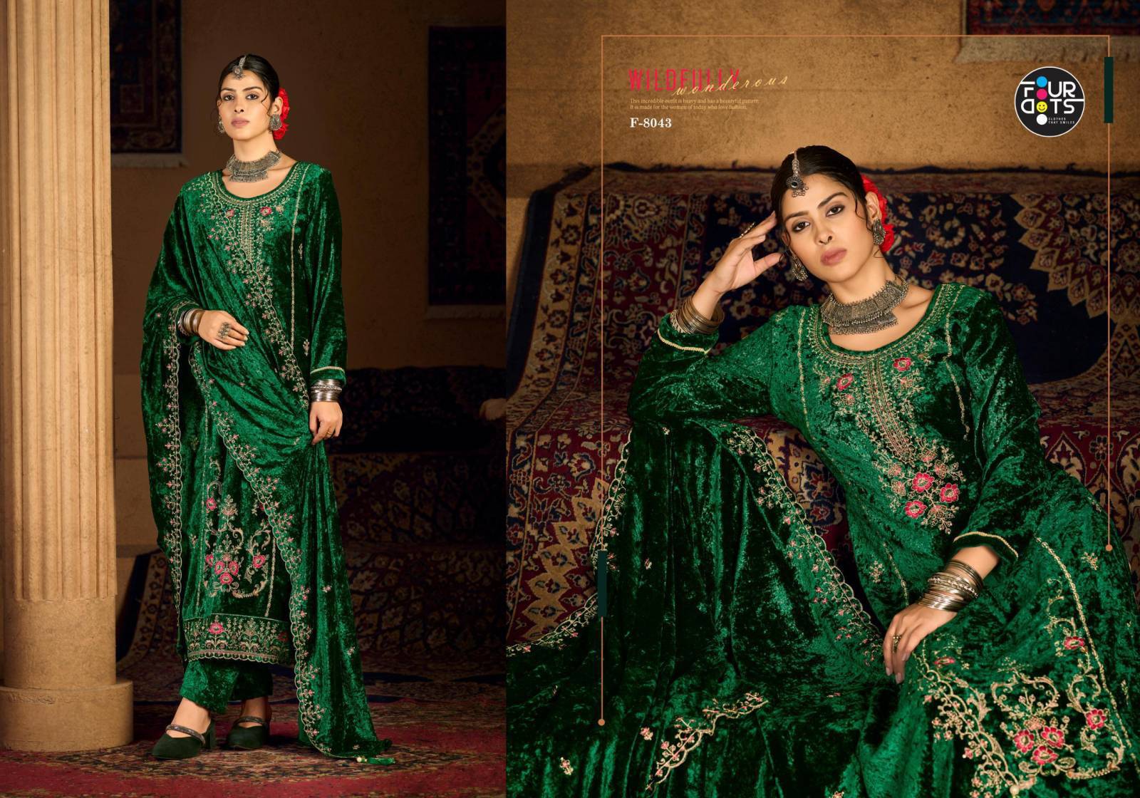 Four Dots Roman Makhmal Latest trends in wholesale Salwar Kameez in Ahmedabad