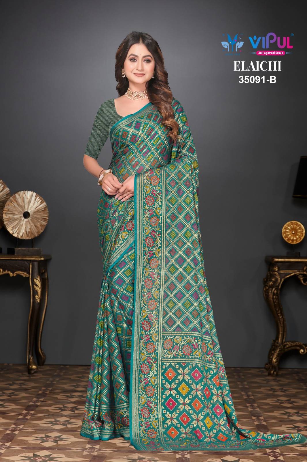 Vipul Elaichi 35091 A To D Ahmedabad wholesale saree market