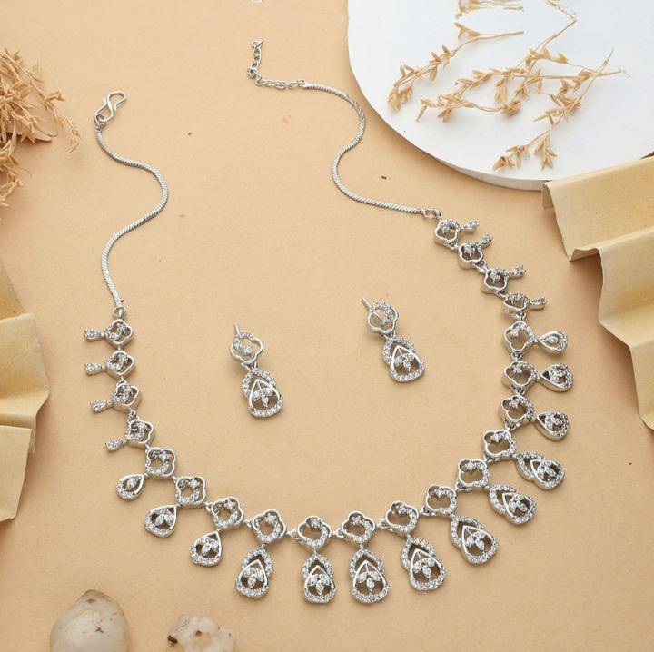 Anti tranish american diamond necklace set 933 Artificial jewellery suppliers in Surat