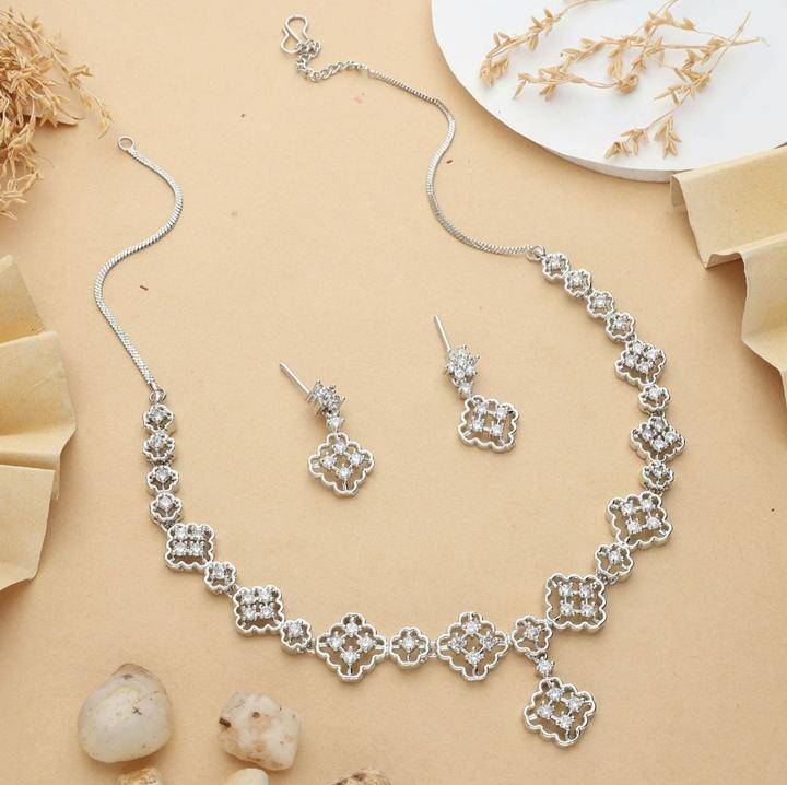 Anti tranish american diamond necklace set 935 Designer artificial jewellery in Surat