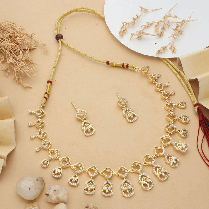 Anti tranish american diamond necklace set 938 Artificial temple jewellery in Surat