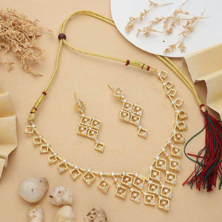 Anti tranish american diamond necklace set 939 Artificial Kundan jewellery in Surat