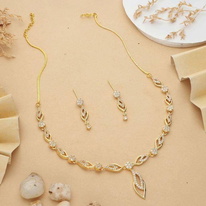 Anti tranish american diamond necklace set 940 Trendy artificial jewellery in Surat