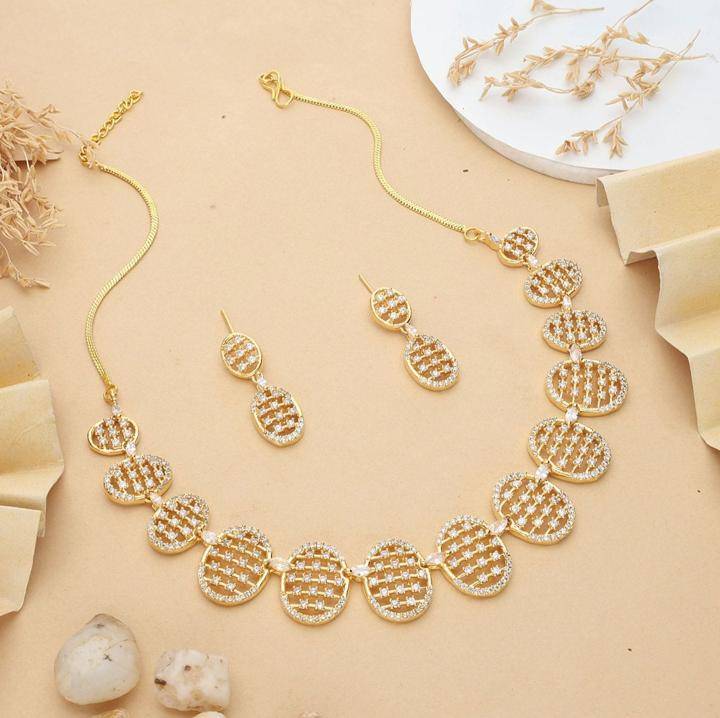 Anti tranish american diamond necklace set 942 Bridal artificial jewellery in Surat