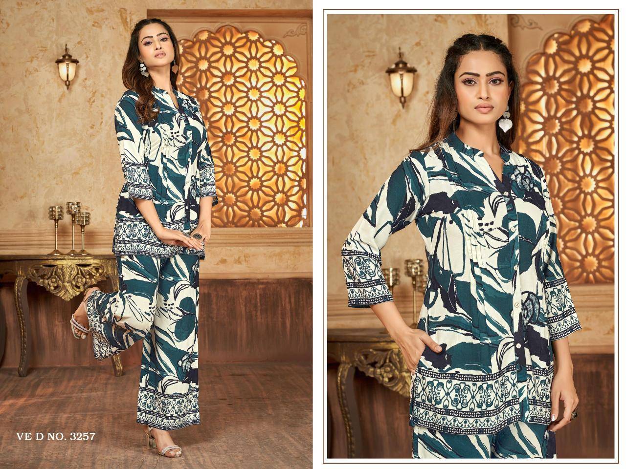 Ladies flavour printed coord set Kurti manufacturers and wholesalers in Ahmedabad