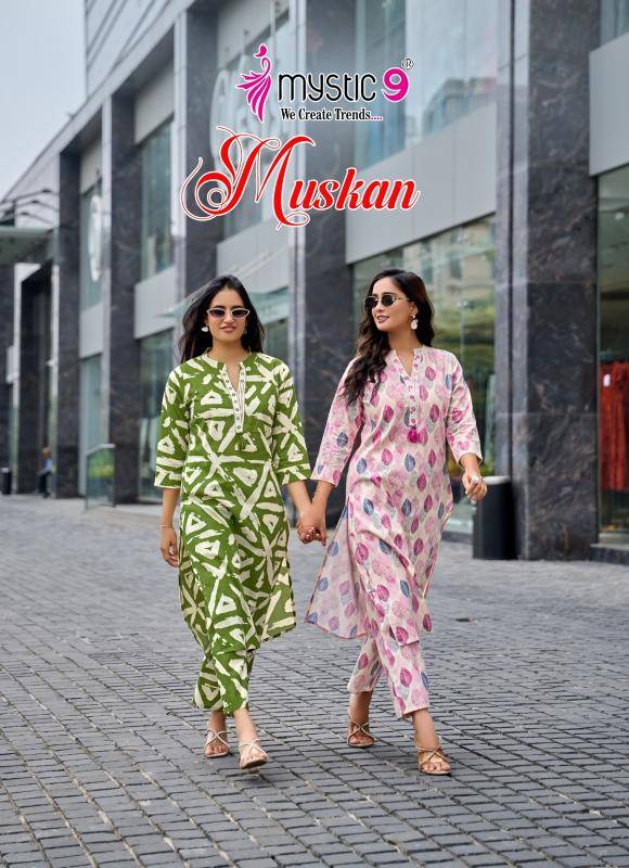 Mystic9 muskan vol 1 coord set Kurtis at Wholesale Price