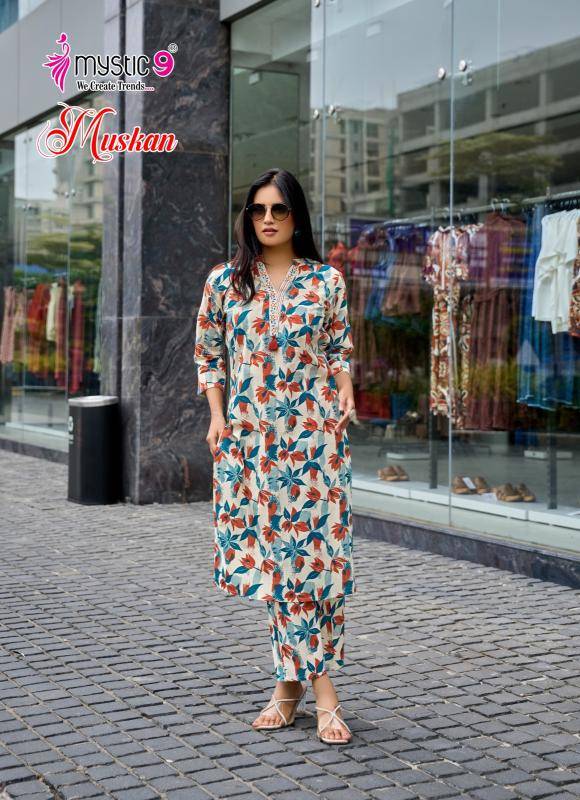 Mystic9 muskan vol 1 coord set Kurtis at Wholesale Price