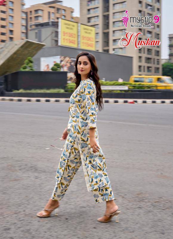 Mystic9 muskan vol 1 coord set Kurtis at Wholesale Price