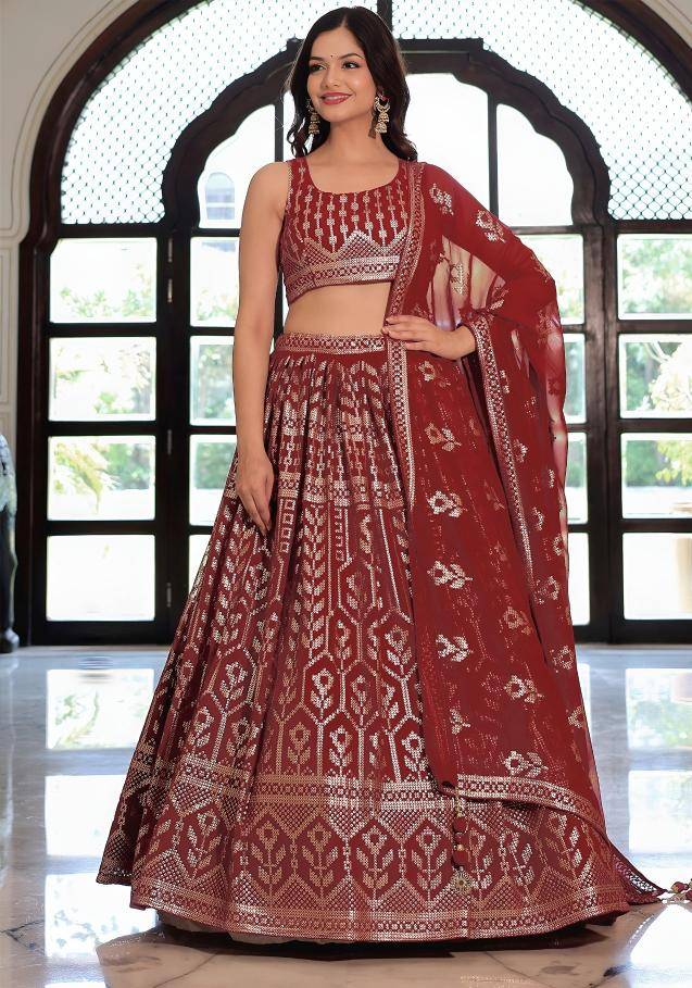 Zeel Clothing vol 30 Maroon Georgette Lehenga choli manufacturer in Ahmedabad
