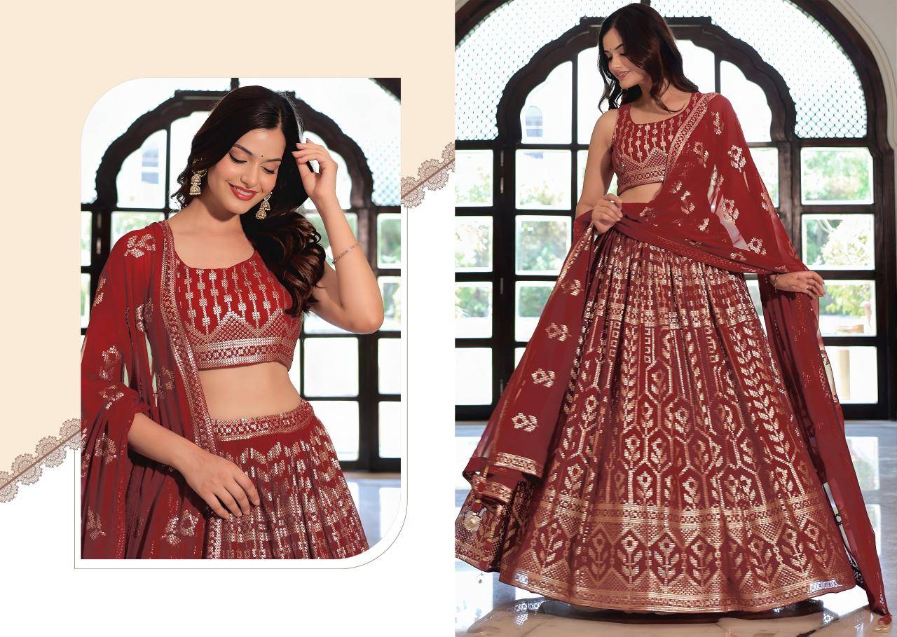 Zeel Clothing vol 30 Maroon Georgette Lehenga choli manufacturer in Ahmedabad