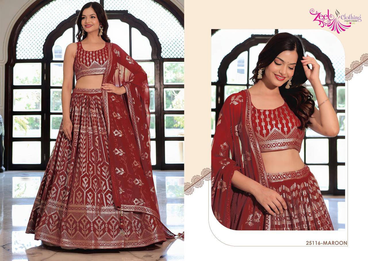 Zeel Clothing vol 30 Maroon Georgette Lehenga choli manufacturer in Ahmedabad